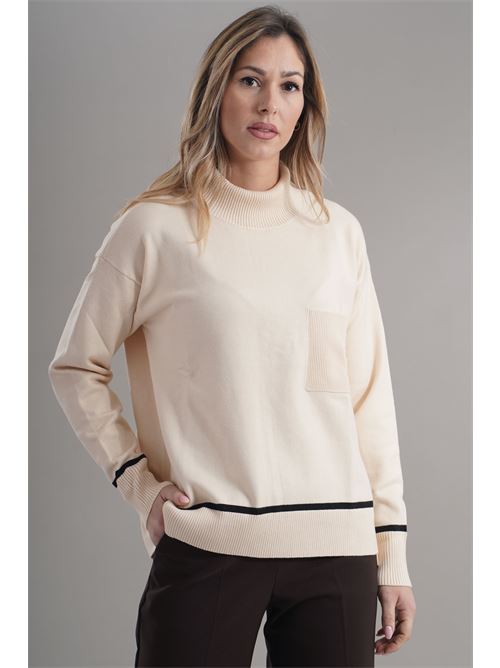 Maglia in viscosa LANACAPRINA | LC4000CREMA NERO